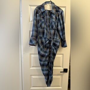 Western Button-Up Dress with Tie Front